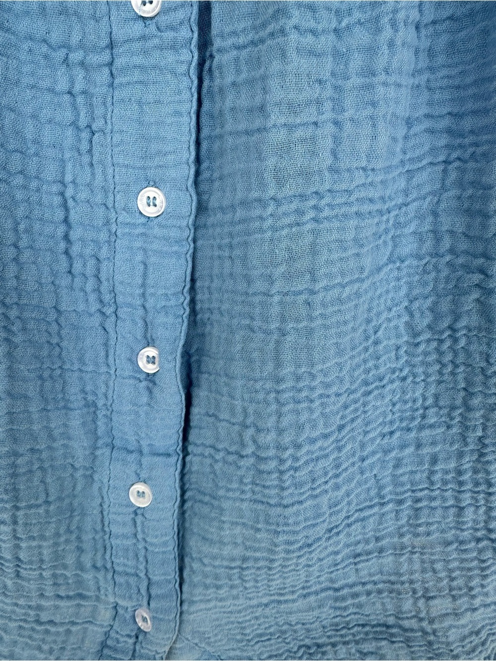 Lake Blue Cotton Gauze Button Front Sleep Tank Top Women's M Loungewear Pajama - Picture 3 of 7